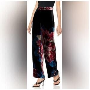 Trina Turk  Silk Blend Velvet Wide Leg Penelope Pants Size L See measurements